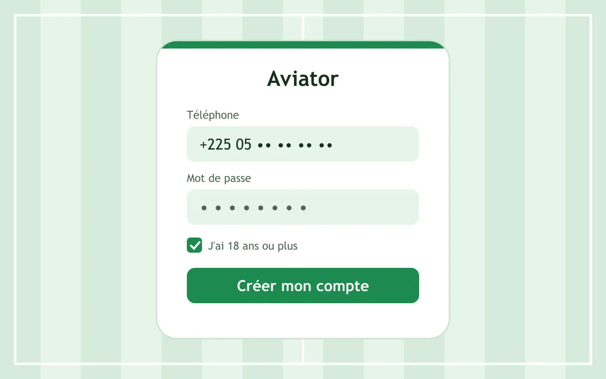 Formulaire d'inscription pour jouer à Aviator chez un opérateur en Côte d'Ivoire